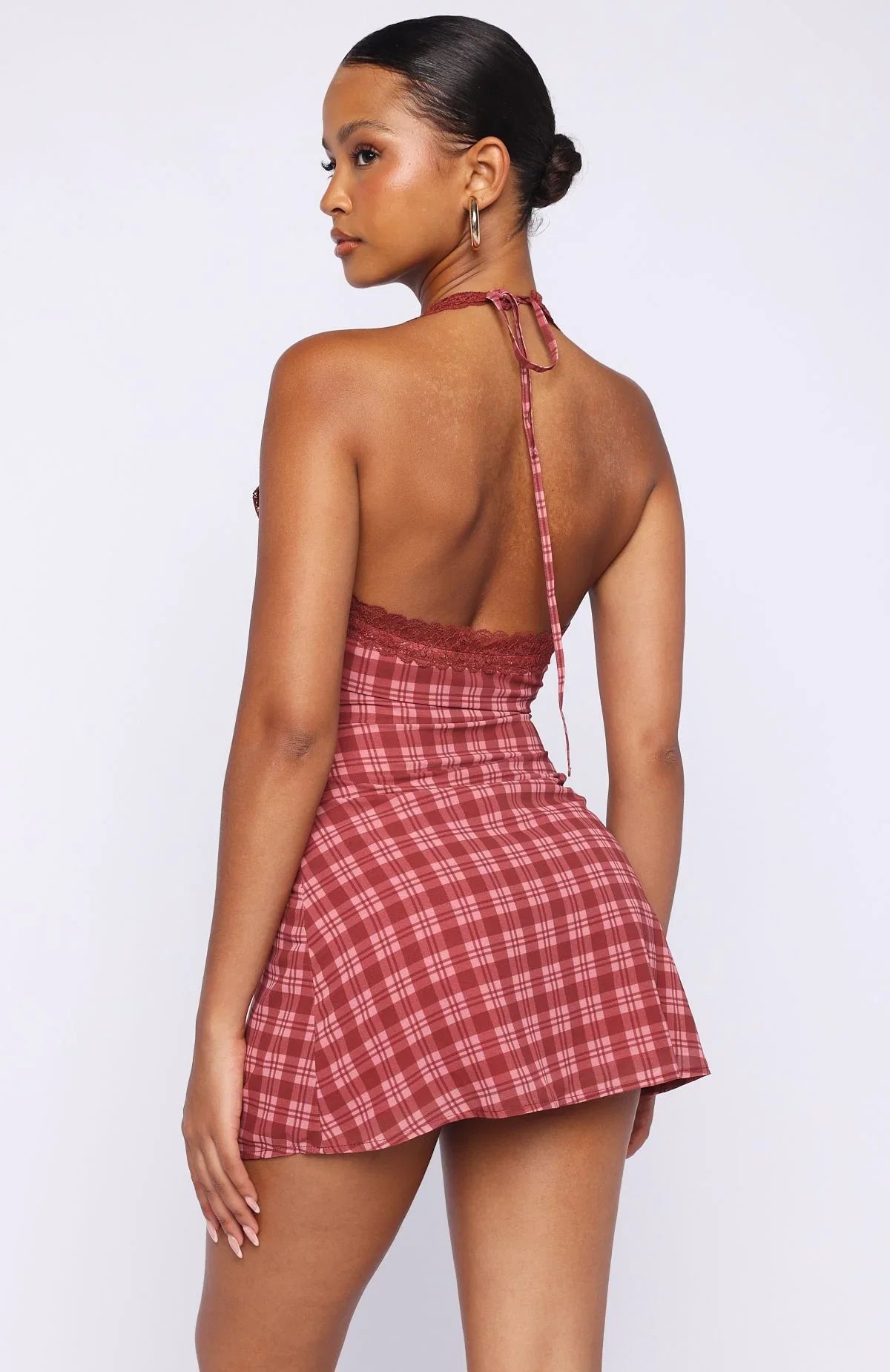A Girls Girl Mini Dress Berry Plaid