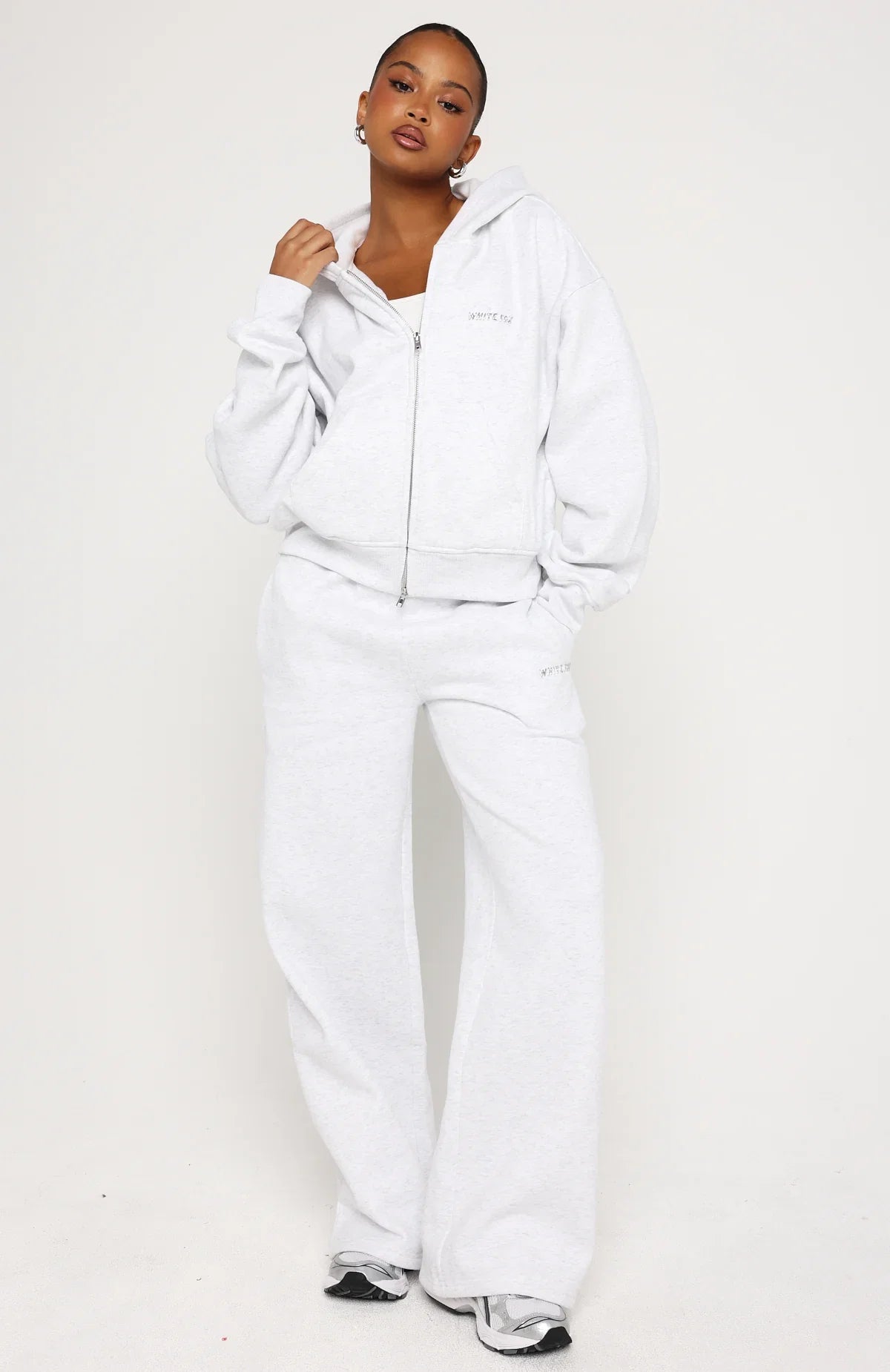 Test Drive Boxy Zip Front Hoodie Grey Marle