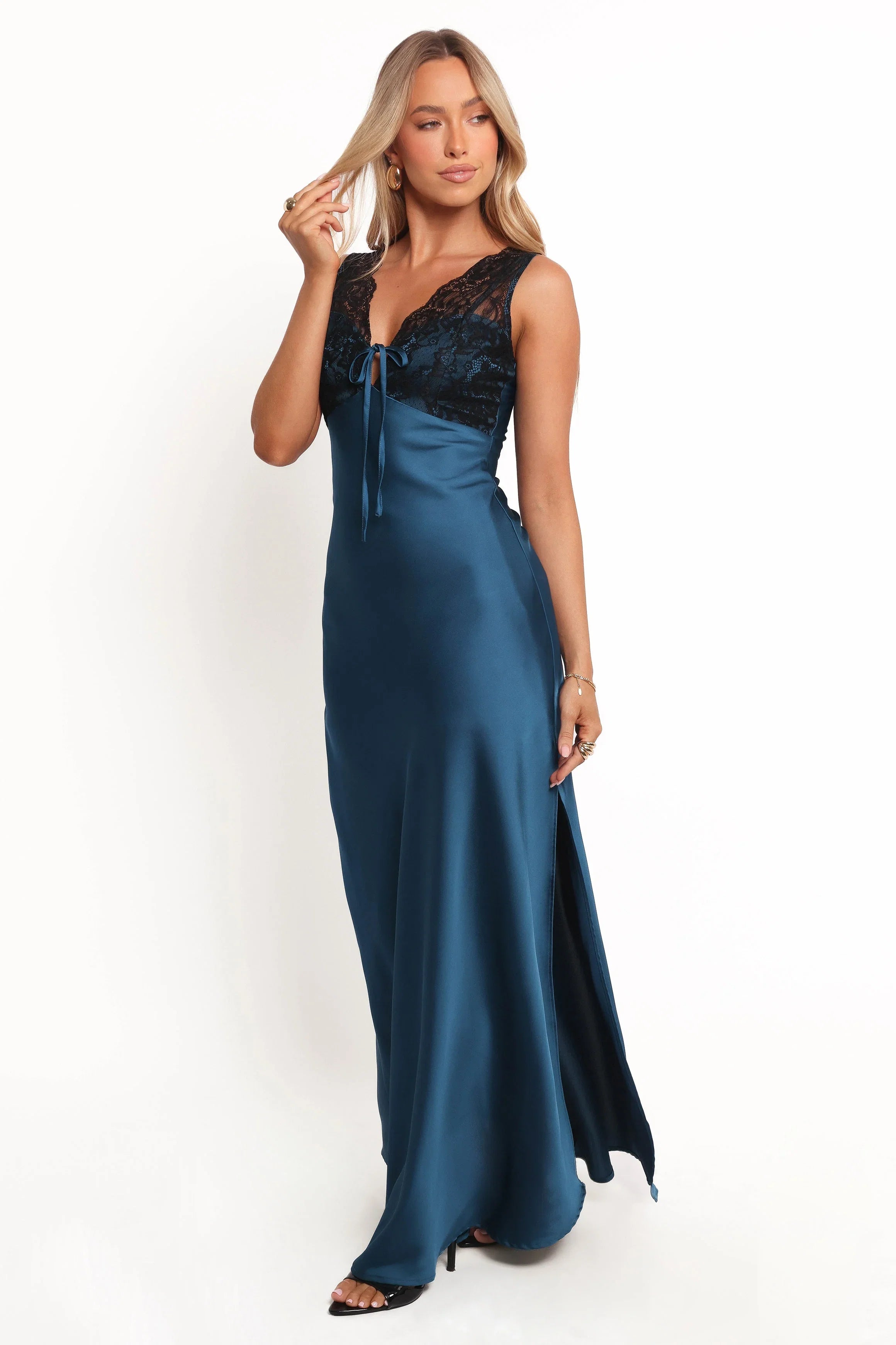 Cammy Maxi Slip Dress Blue Black