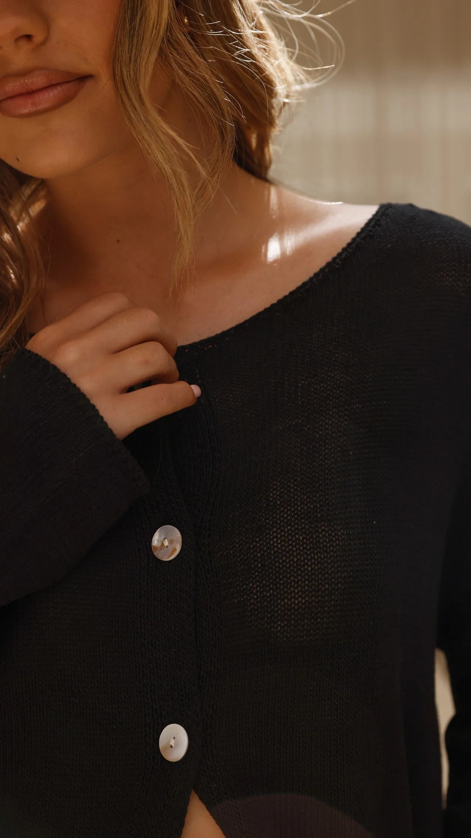 Selara Button Up Cardigan Black
