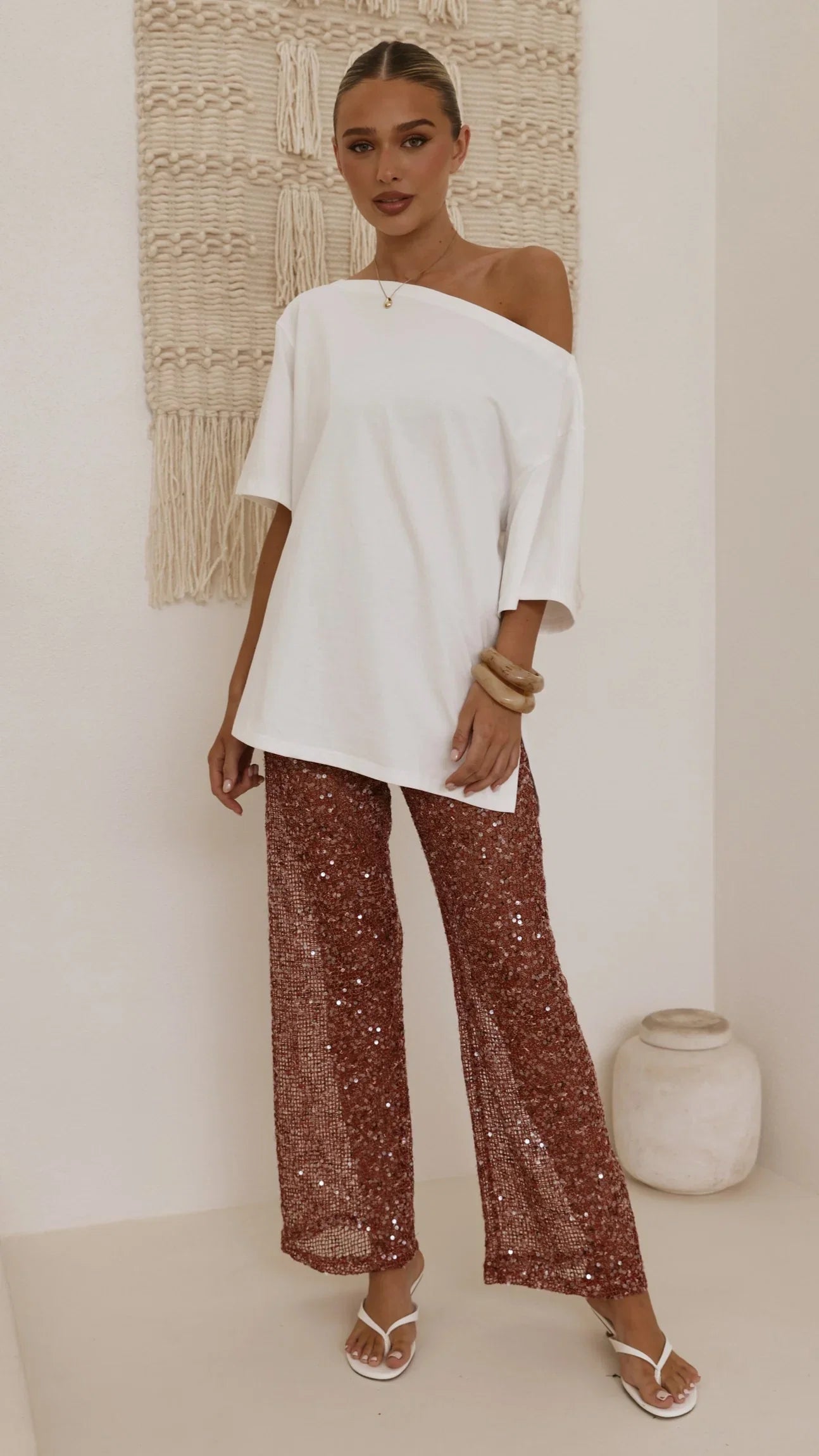 Zinnia Sequins Pant Rust