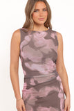 Alyssa Maxi Dress Pink Brown Print
