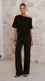 Blair Off Shoulder Tee Black