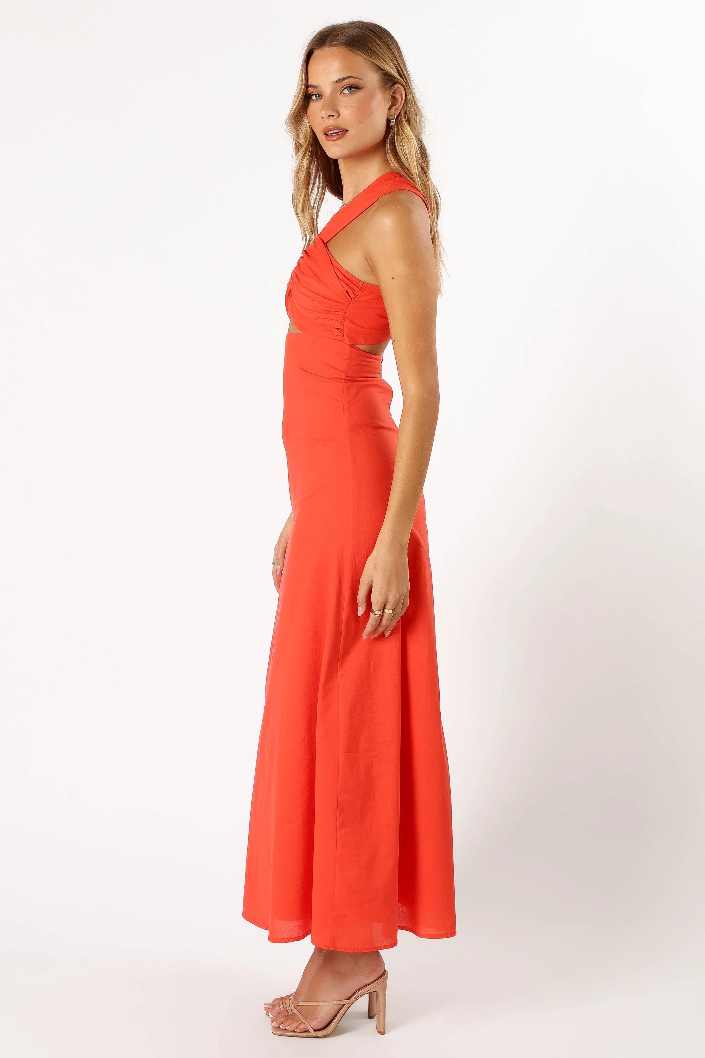 Luna One Shoulder Maxi Dress Tangerine