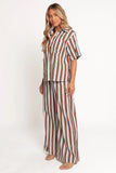 Thalia Wide Leg Pant Chocolate Stripe