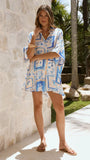 Carmen Playsuit Blue Yellow Print