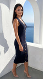 Dominique Button Knit Midi Dress Black