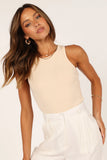 Ari Ribbed Tank Top Beige