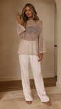 Zahni Sequins Long Sleeve Top Beige