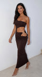 Valezza Cut Out Maxi Dress Brown
