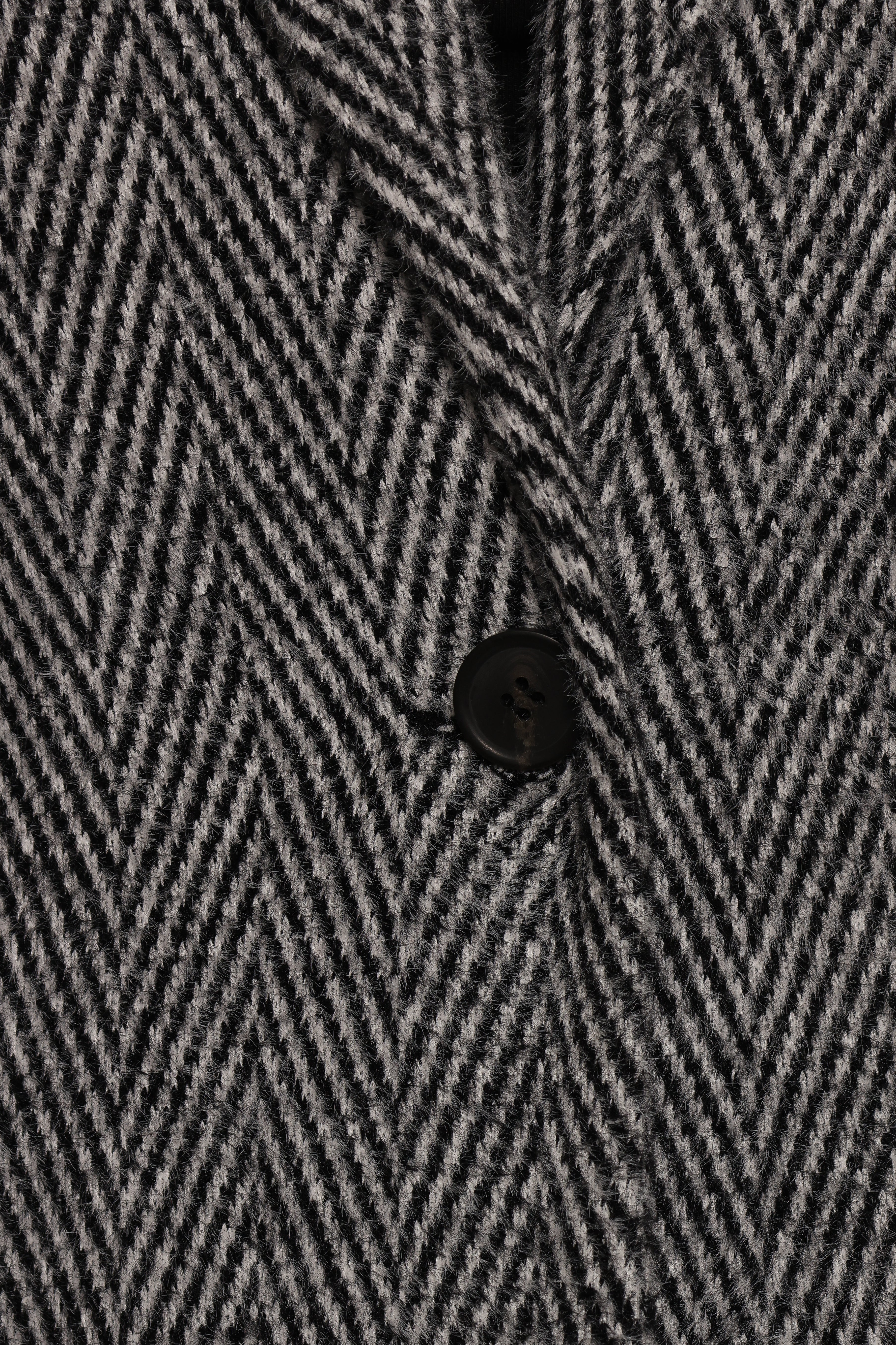 Nicoletta Single Button Herringbone Coat Black