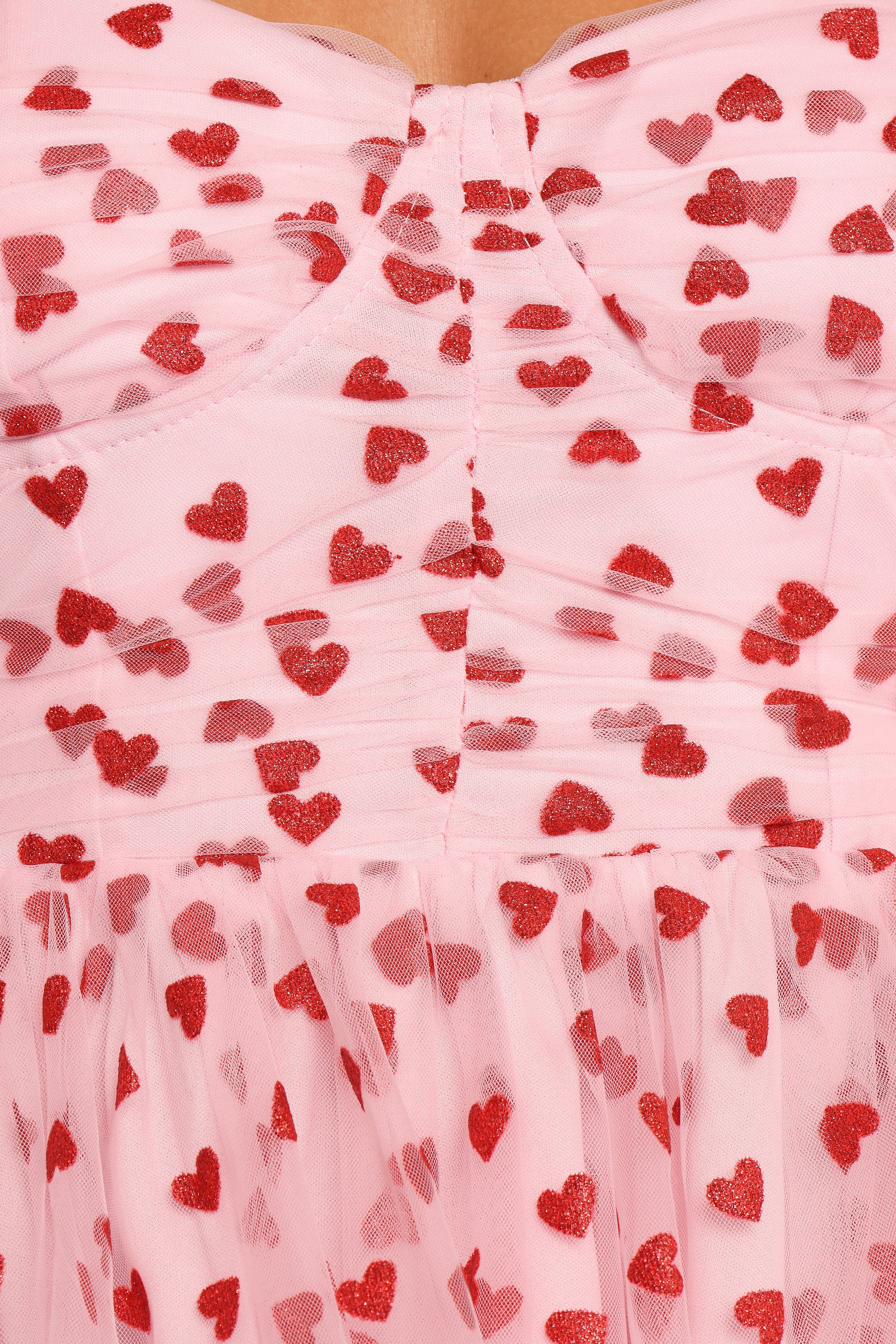 Floret Midi Dress Red Hearts