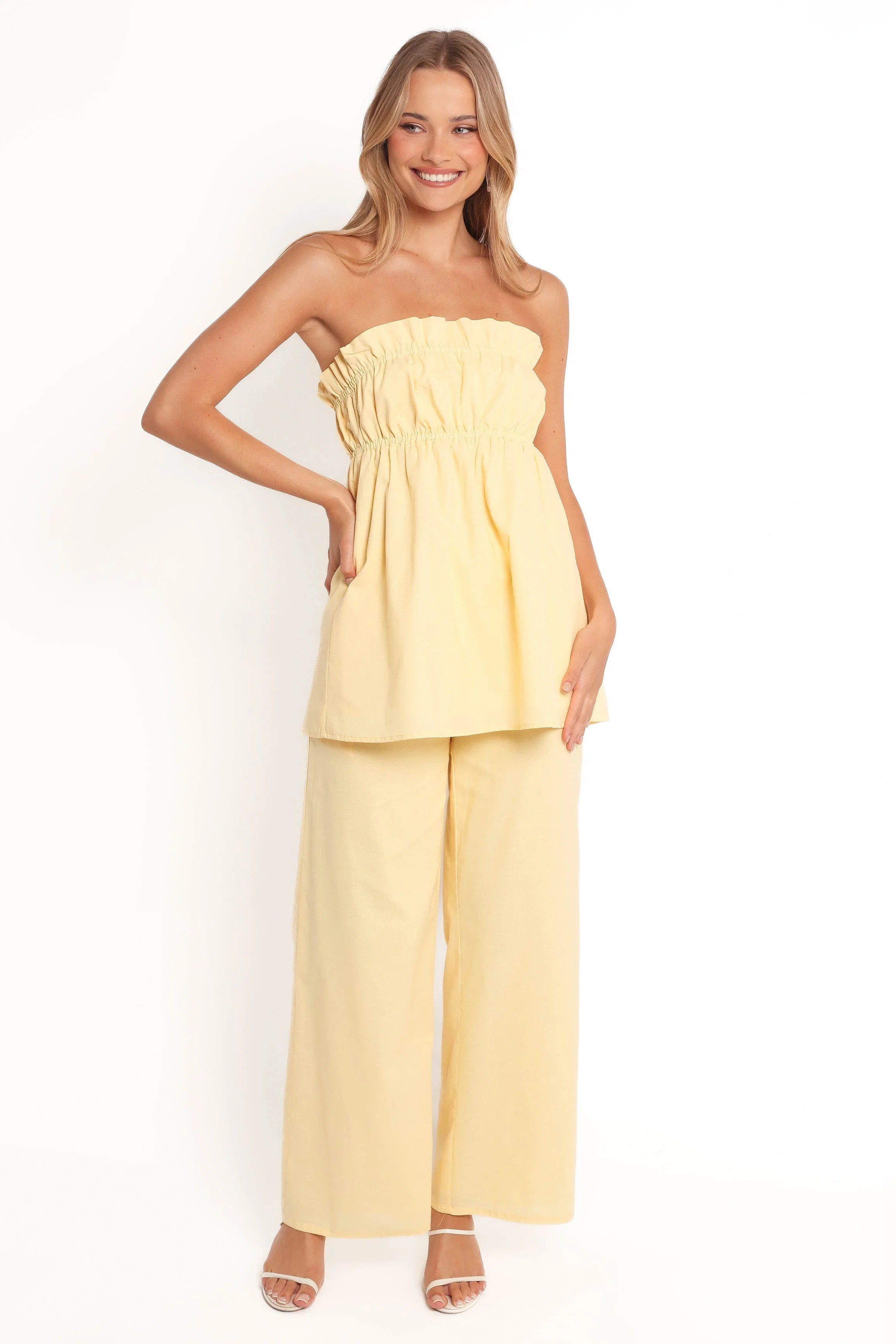 Ember Strapless Tunic Top Butter Yellow