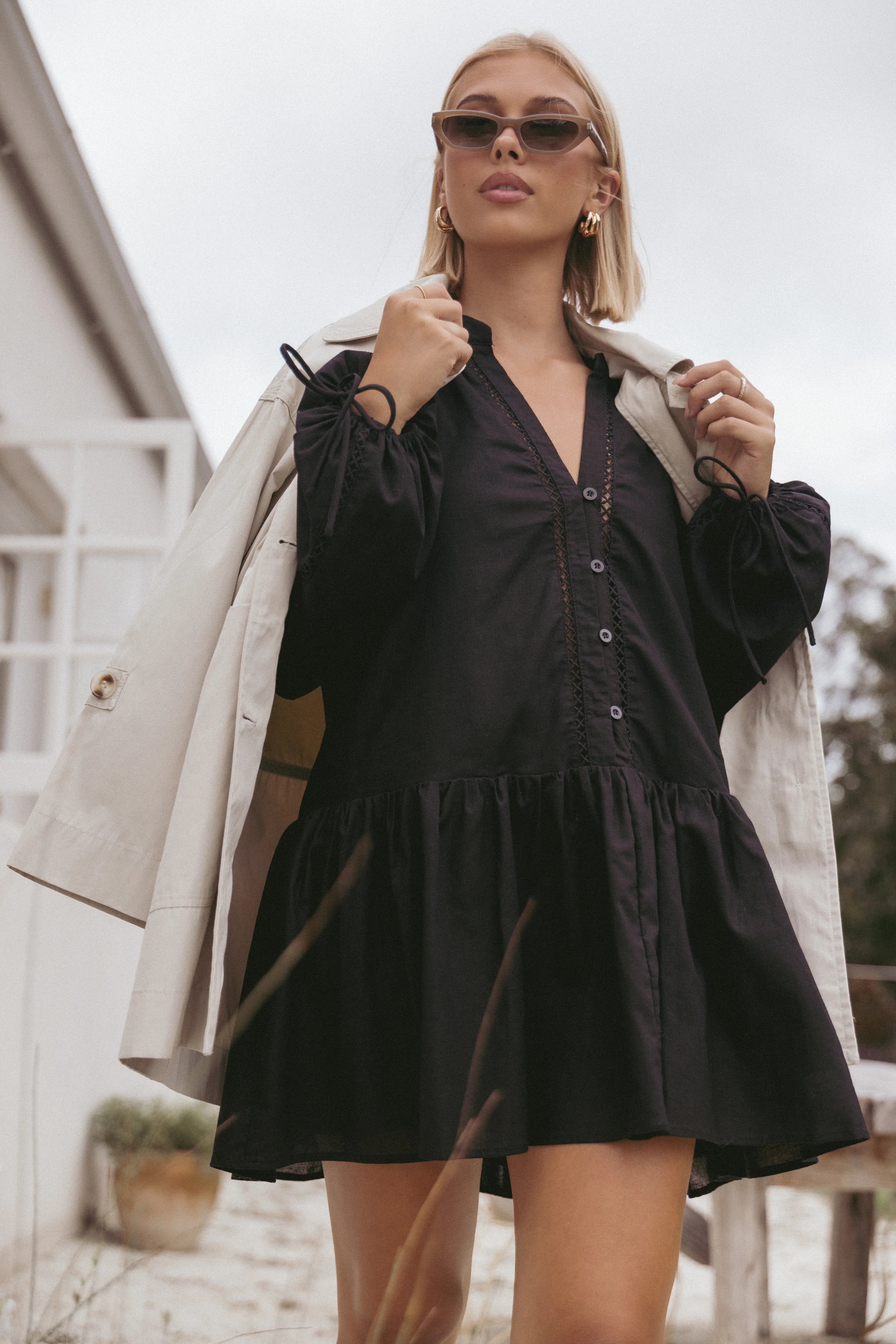 Hart Long Sleeve Mini Dress Black