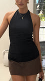 Ivy Halter Neck Top Black