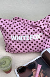 Circle Back To Me Tote Bag Pink Burgundy Polka Dot