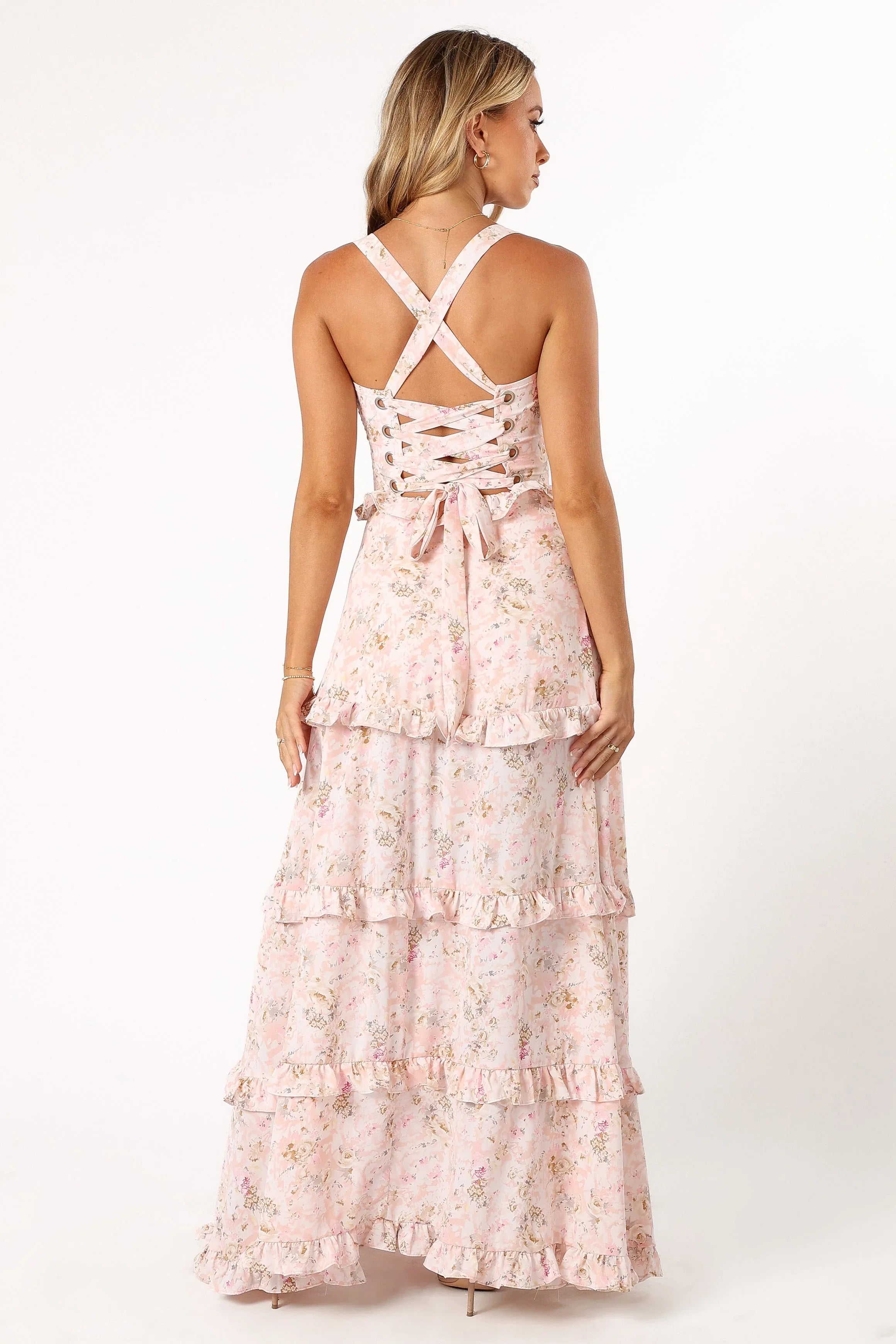Lillee Tiered Maxi Dress Pink Floral