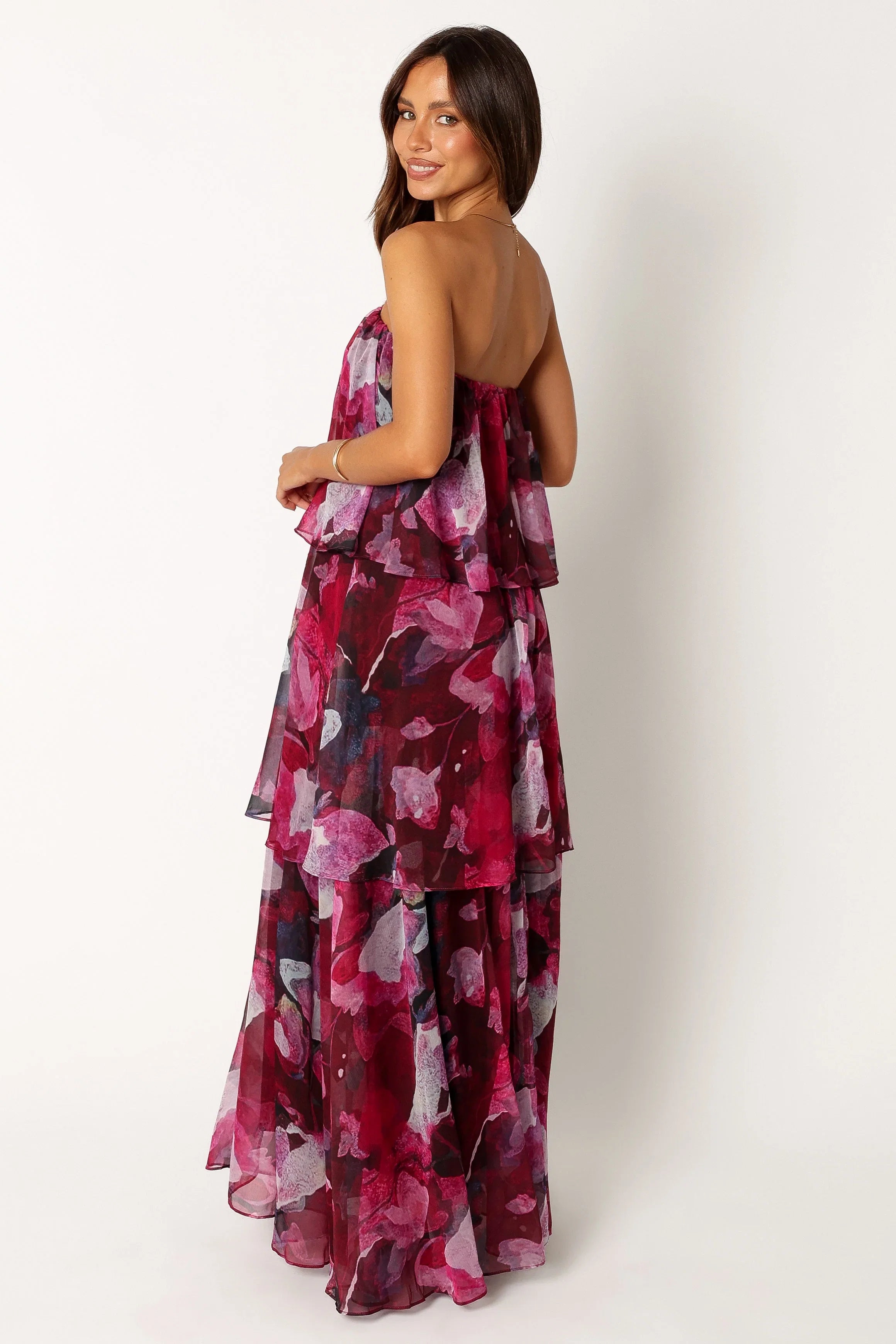 Bloom Strapless Maxi Dress Purple Floral