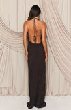 Flirt And Flutter Beaded Maxi Dress Chocolate