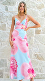 Scarlet Maxi Dress Blue Pink Floral