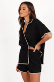 Essen Knit Shirt Set Black Cream