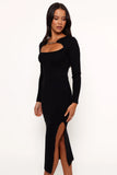 Elissa Long Sleeve Midi Dress Black