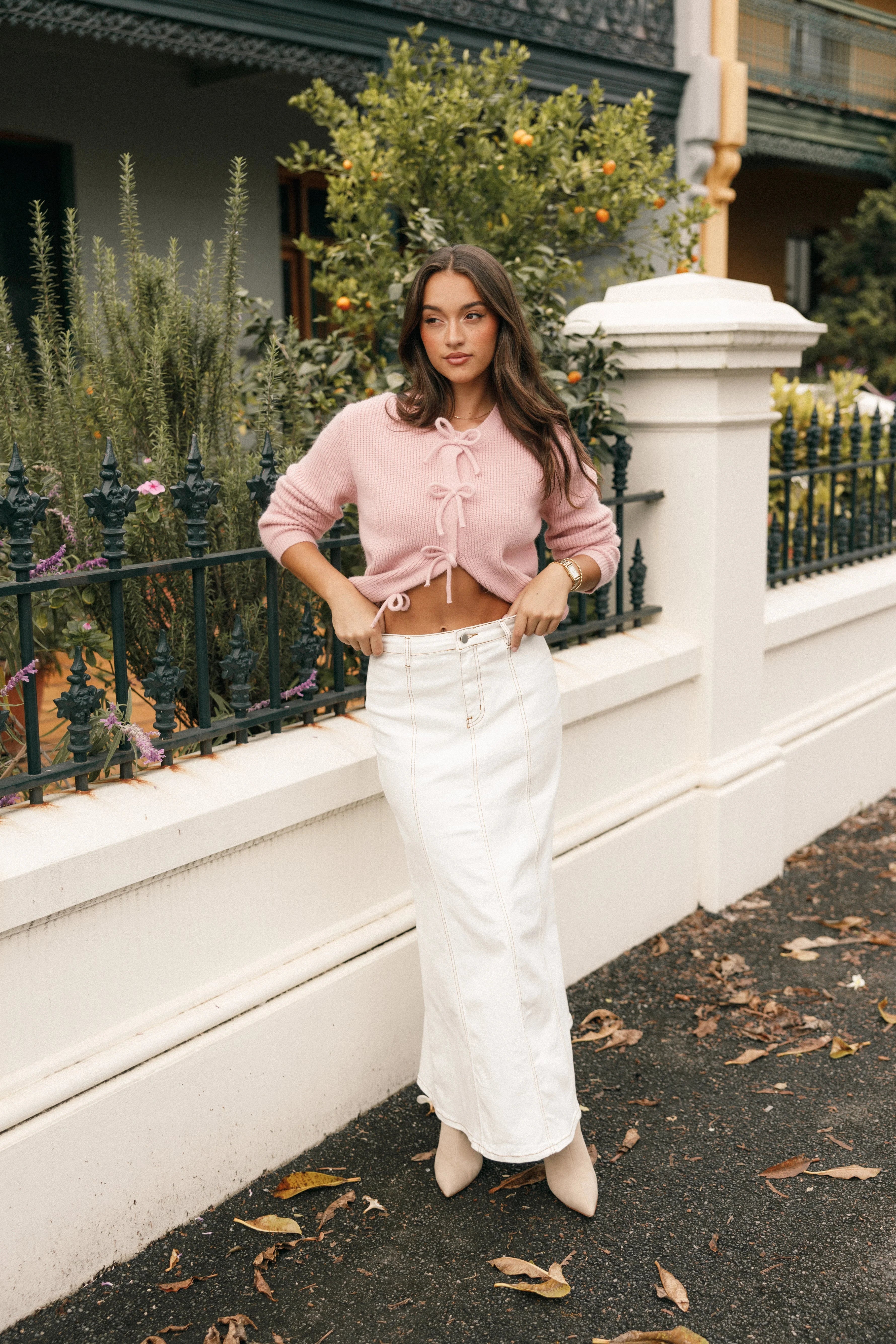 Wilde Bow Front Cardigan Blush