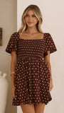 Molly Mini Dress Chocolate Nude Spot