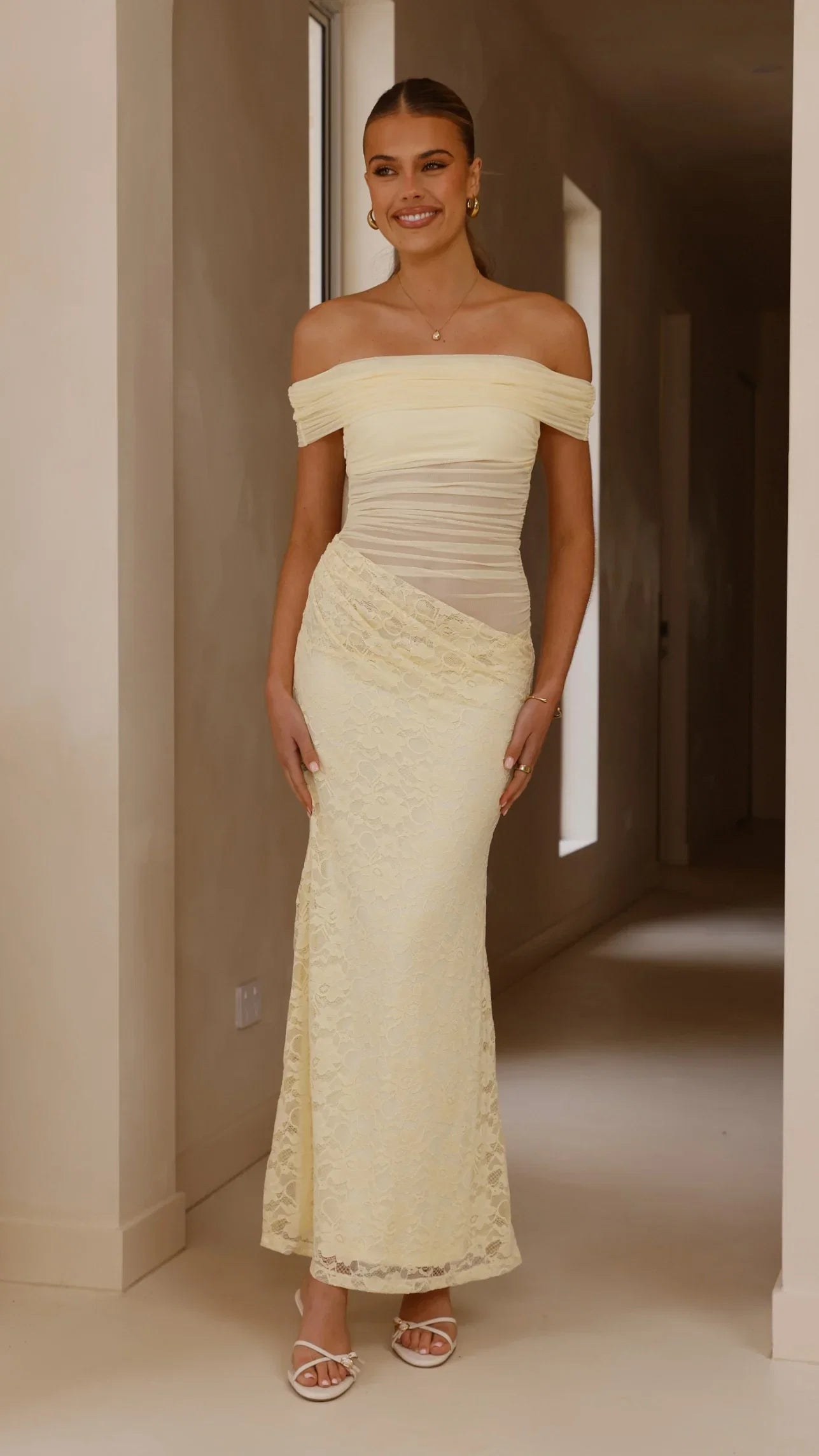 Tiarna Off The Shoulder Maxi Dress Yellow