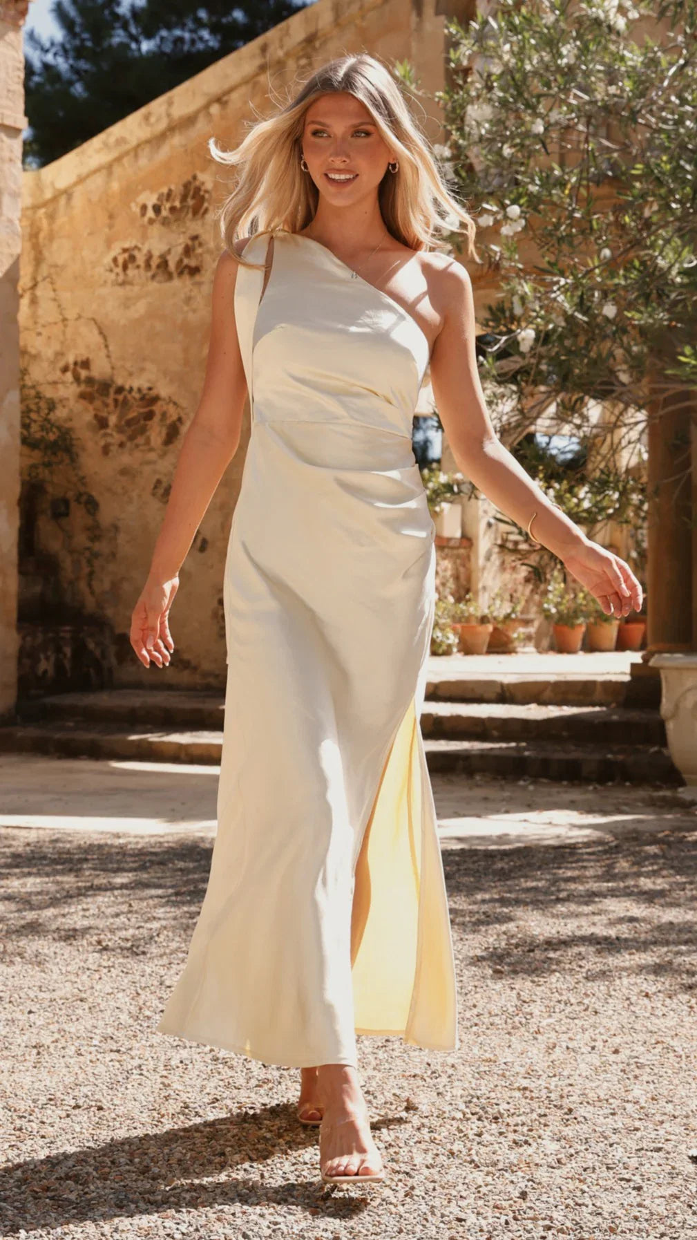 Halle One Shoulder Maxi Dress Yellow