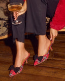 Ashby Plaid Print Velvet Bow Mules