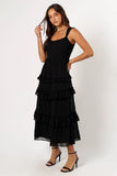 Marli Ruffle Midi Dress Black