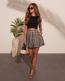 Velmiah Pleated Gingham Print Mini Skirt