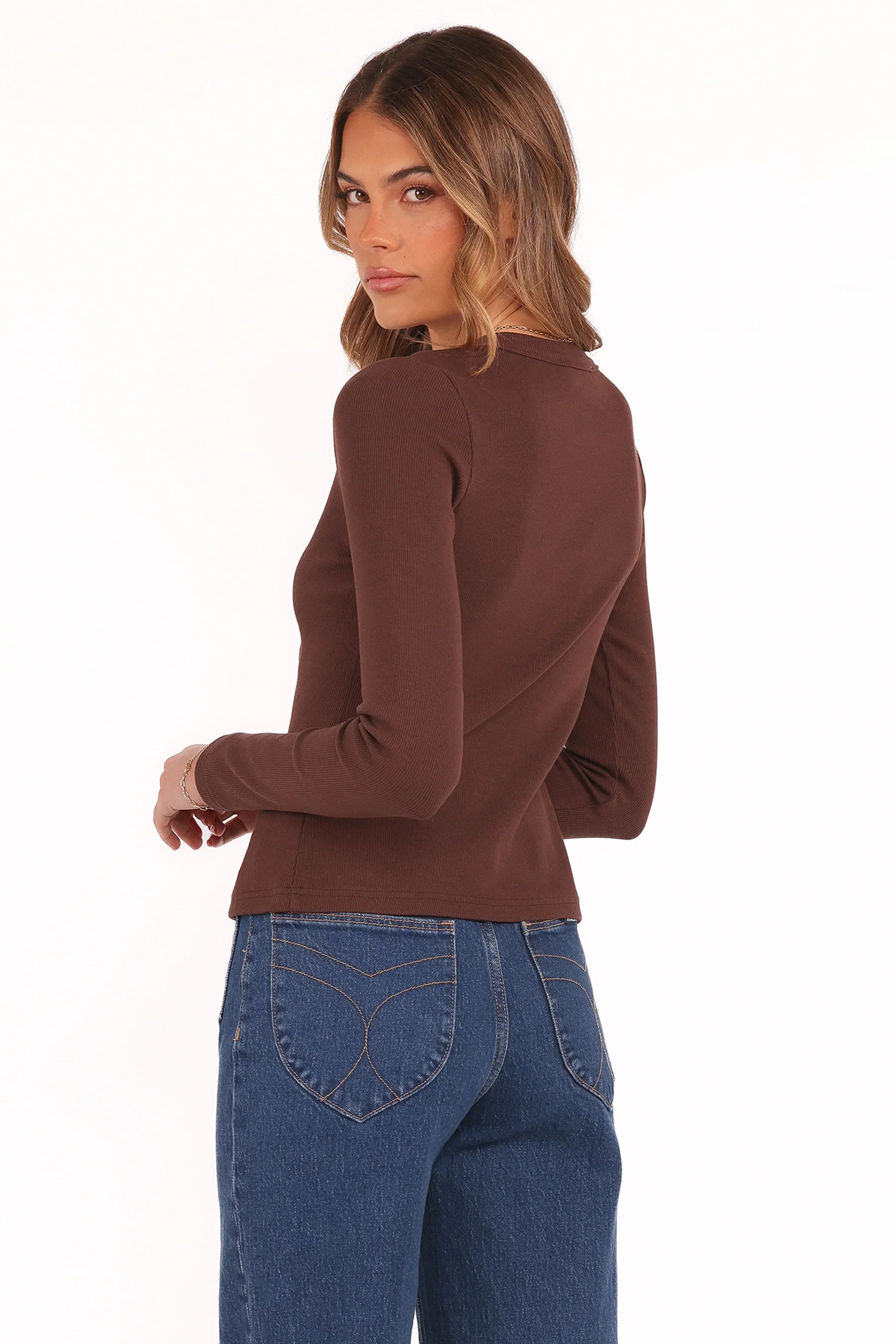Cass Long Sleeve Top Chocolate Brown