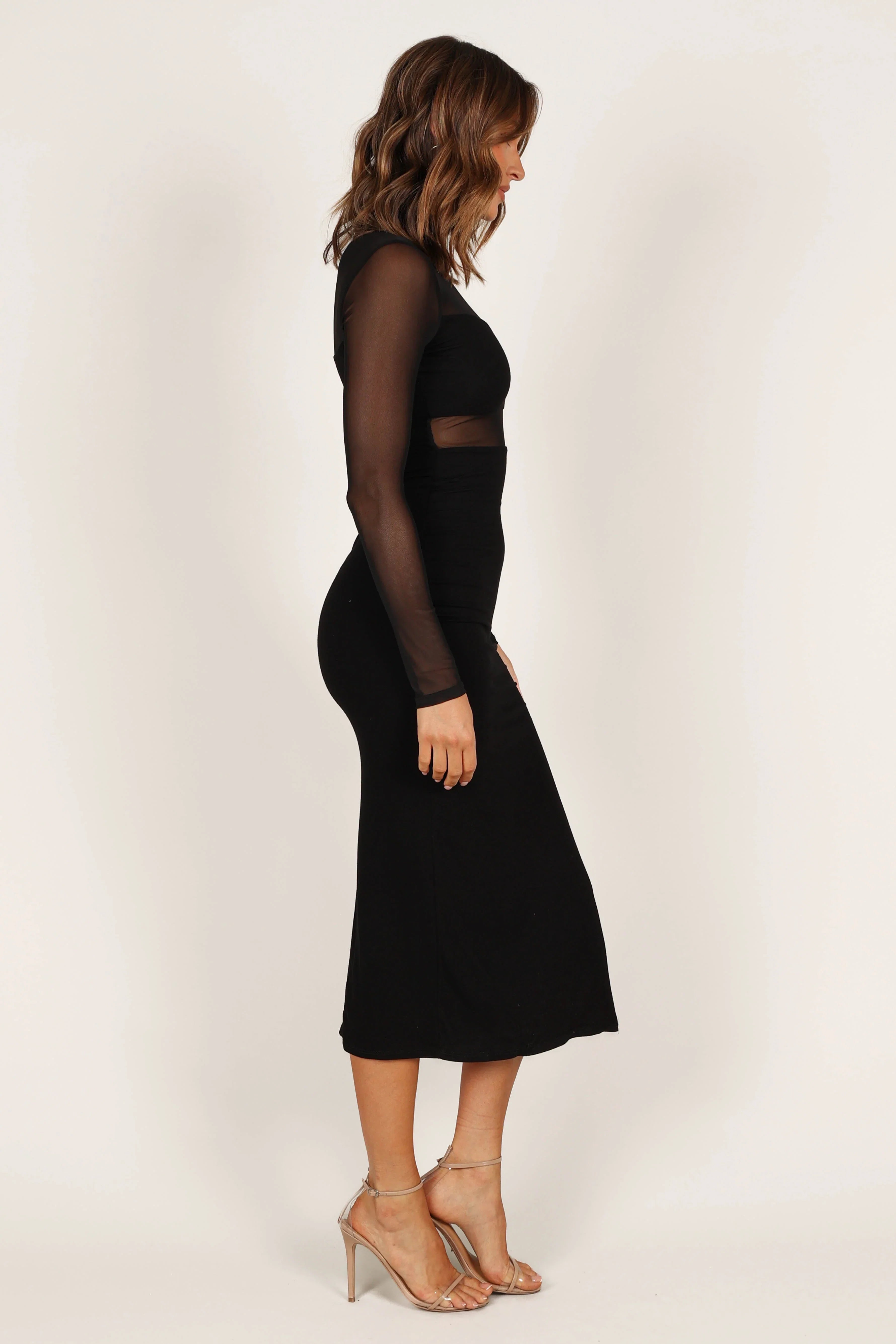 Farrow Long Sleeve Midi Dress Black