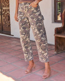 Rolend Super Stretch High Rise Barrel Leg Camo Jeans
