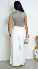 Calia Linen Wide Pants White