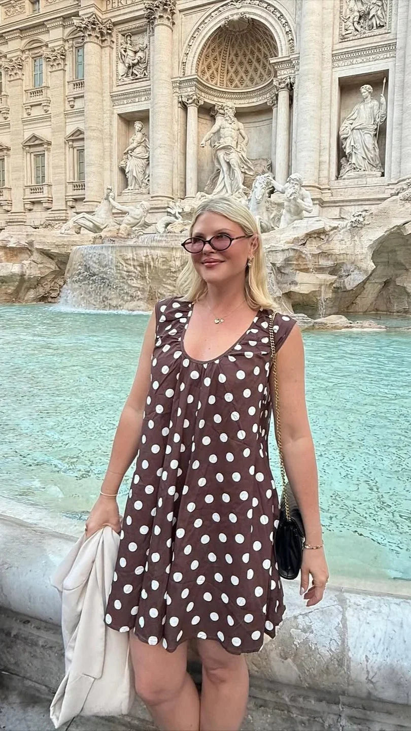 Vanessa Oversized Mini Dress Brown Polka