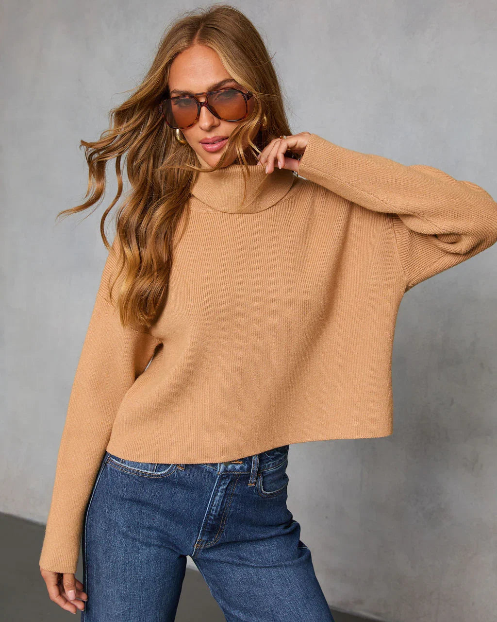 Latte Lover Turtleneck Knit Sweater