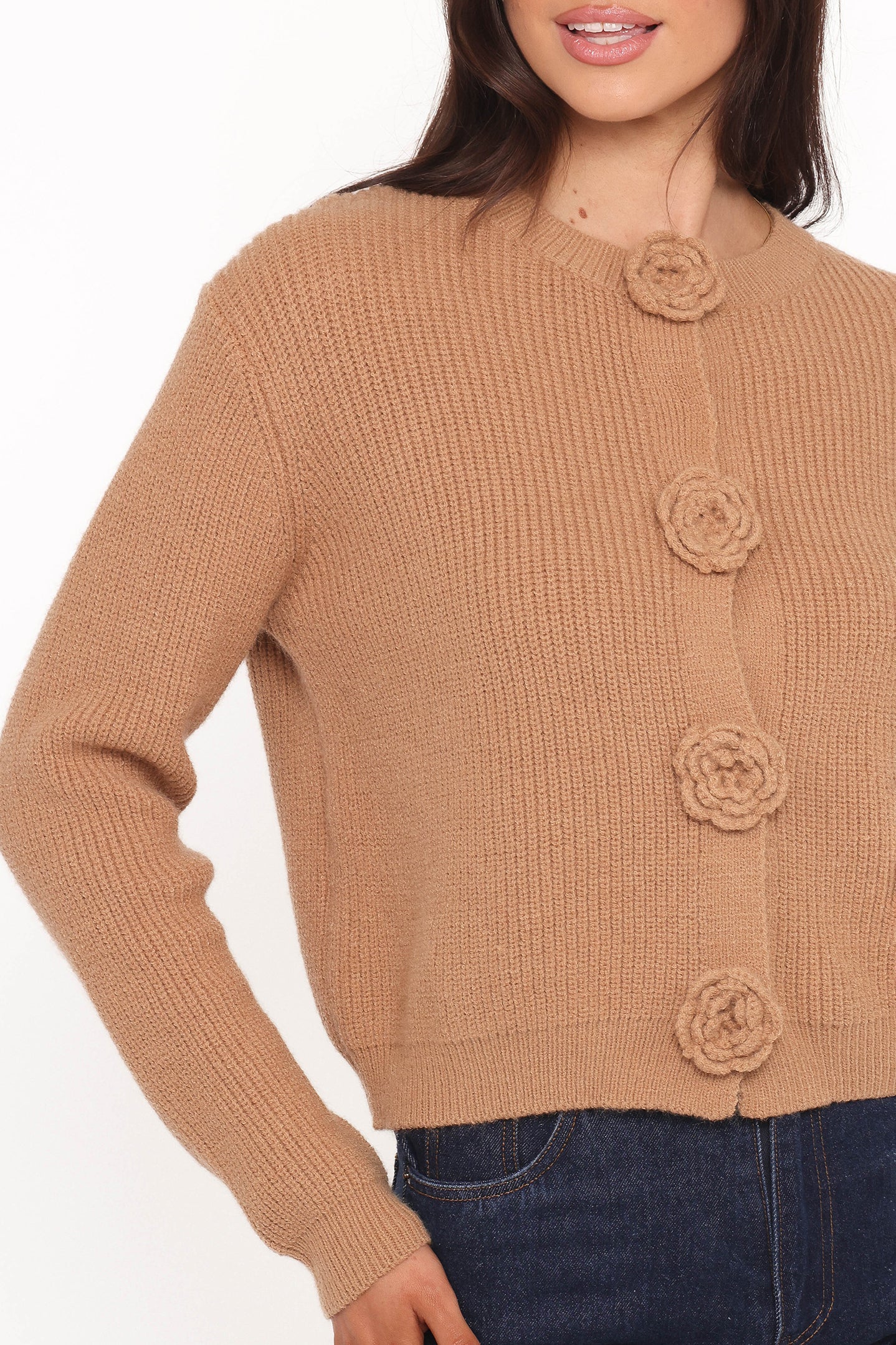 Jones Rosette Cardigan Mocha