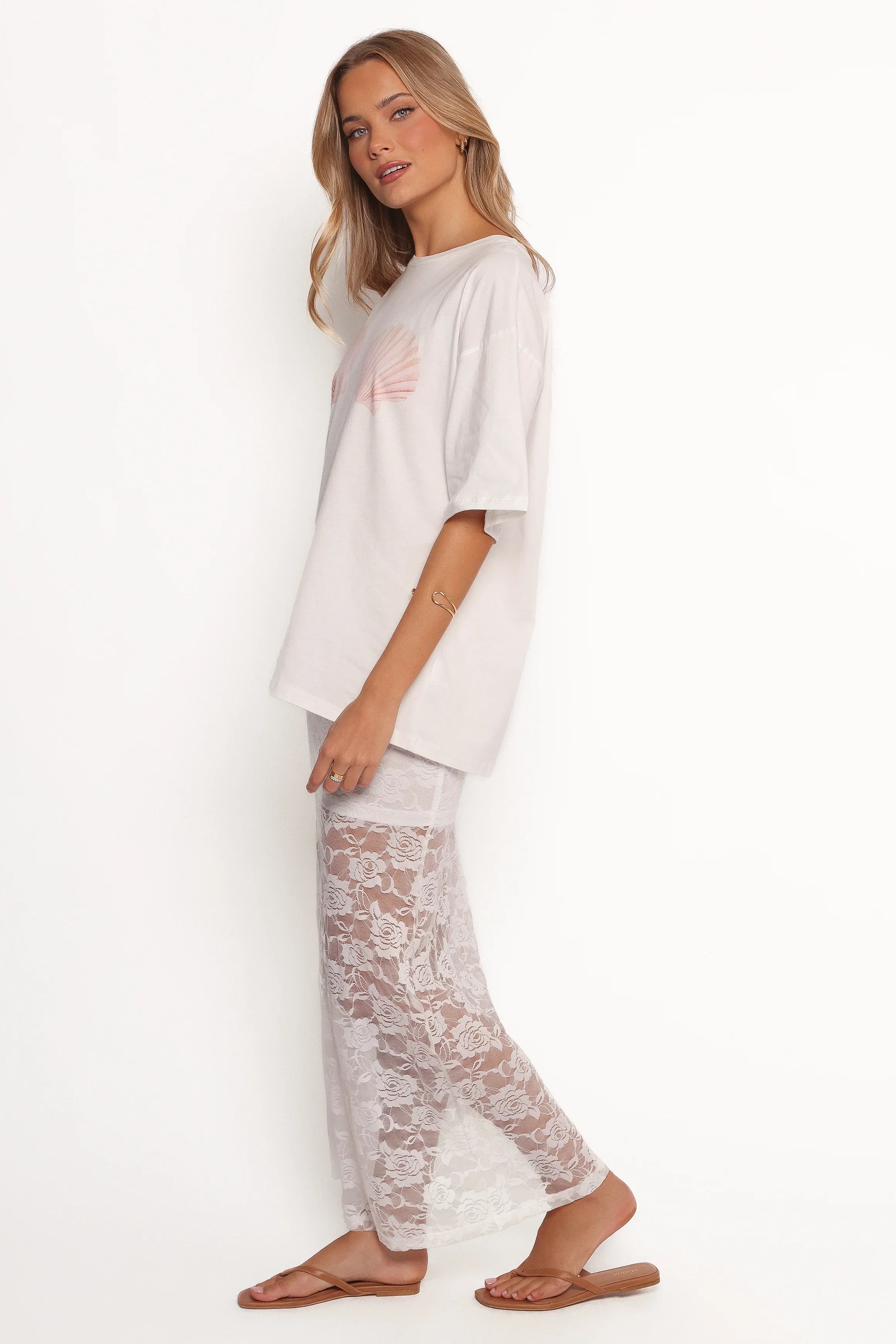 Laken Sheer Lace Maxi Skirt White