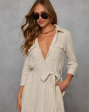Calm Coast Striped Button Down Shirt Dress
