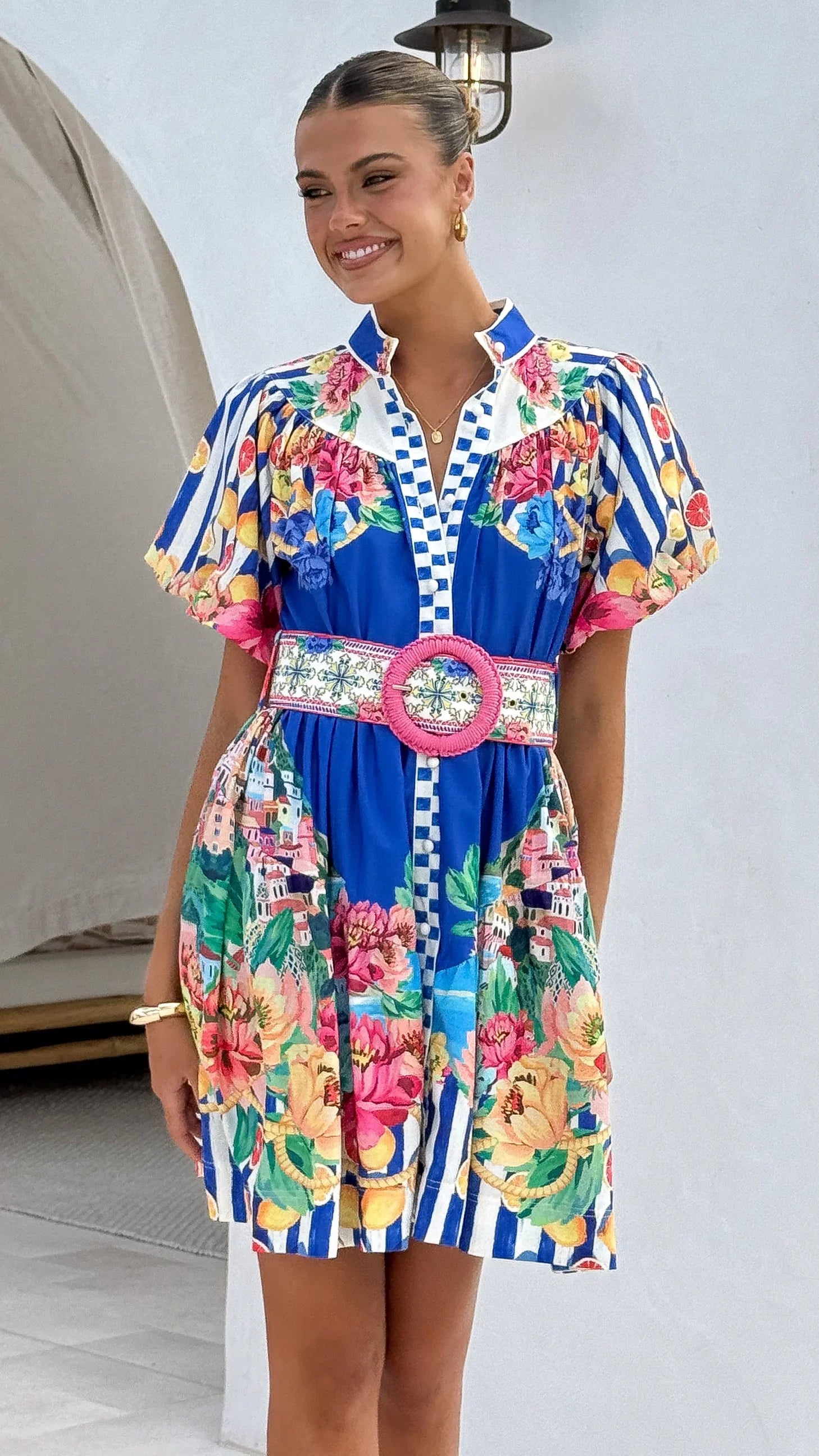 Talisha Mini Dress Positano Cobalt