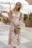 Laurette Midi Dress Tan Print