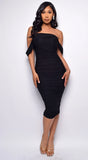 Kat Mesh Off Shoulder Dress Black