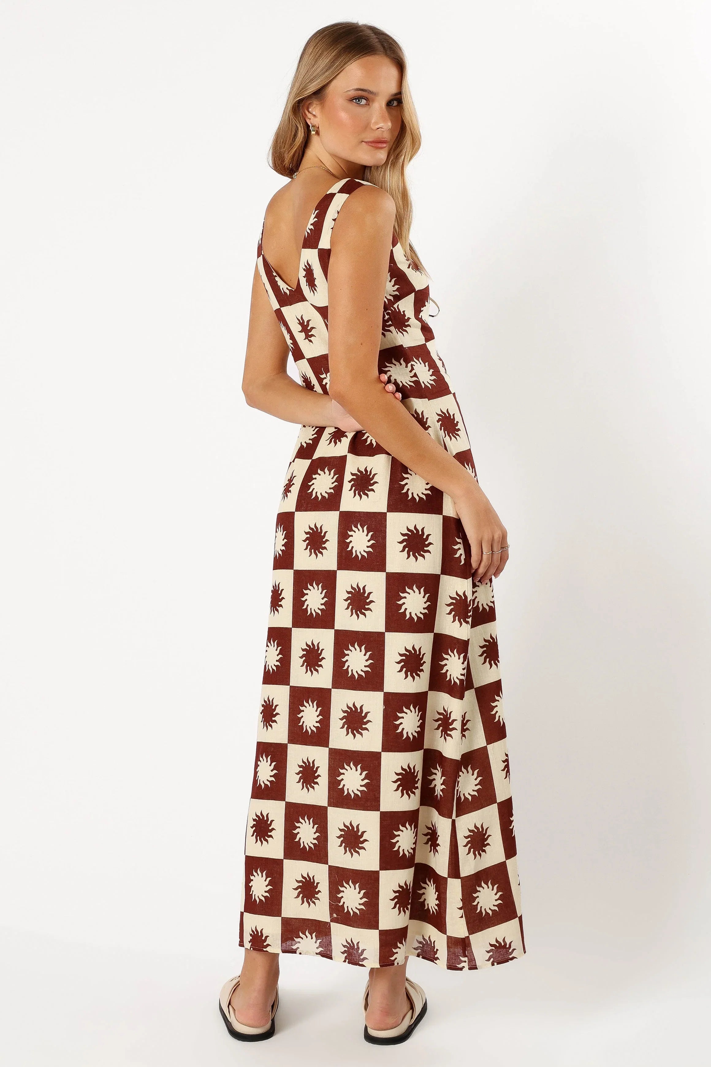 Carson Midi Dress Brown Cream