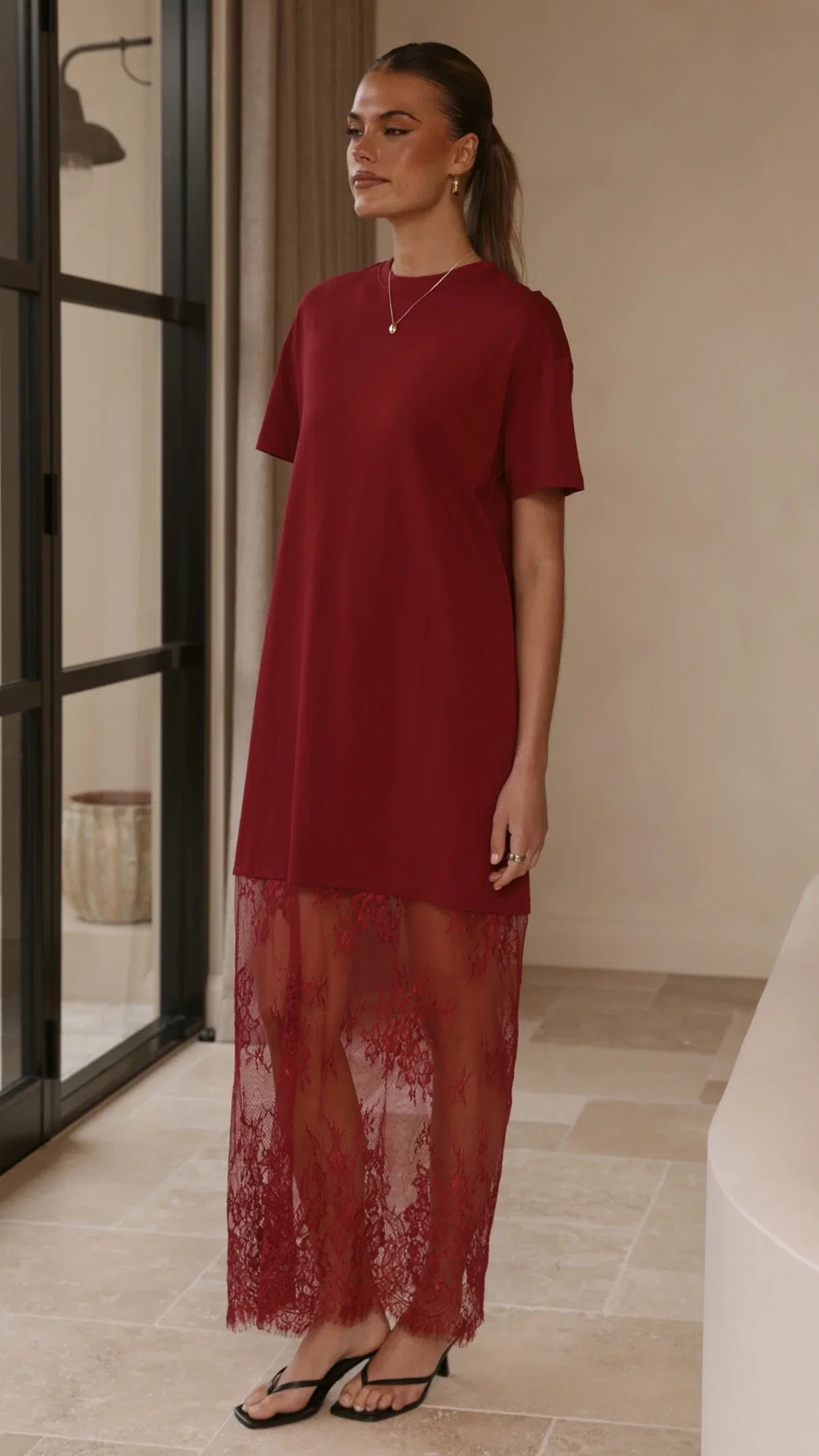 Adora T Shirt Maxi Dress Wine