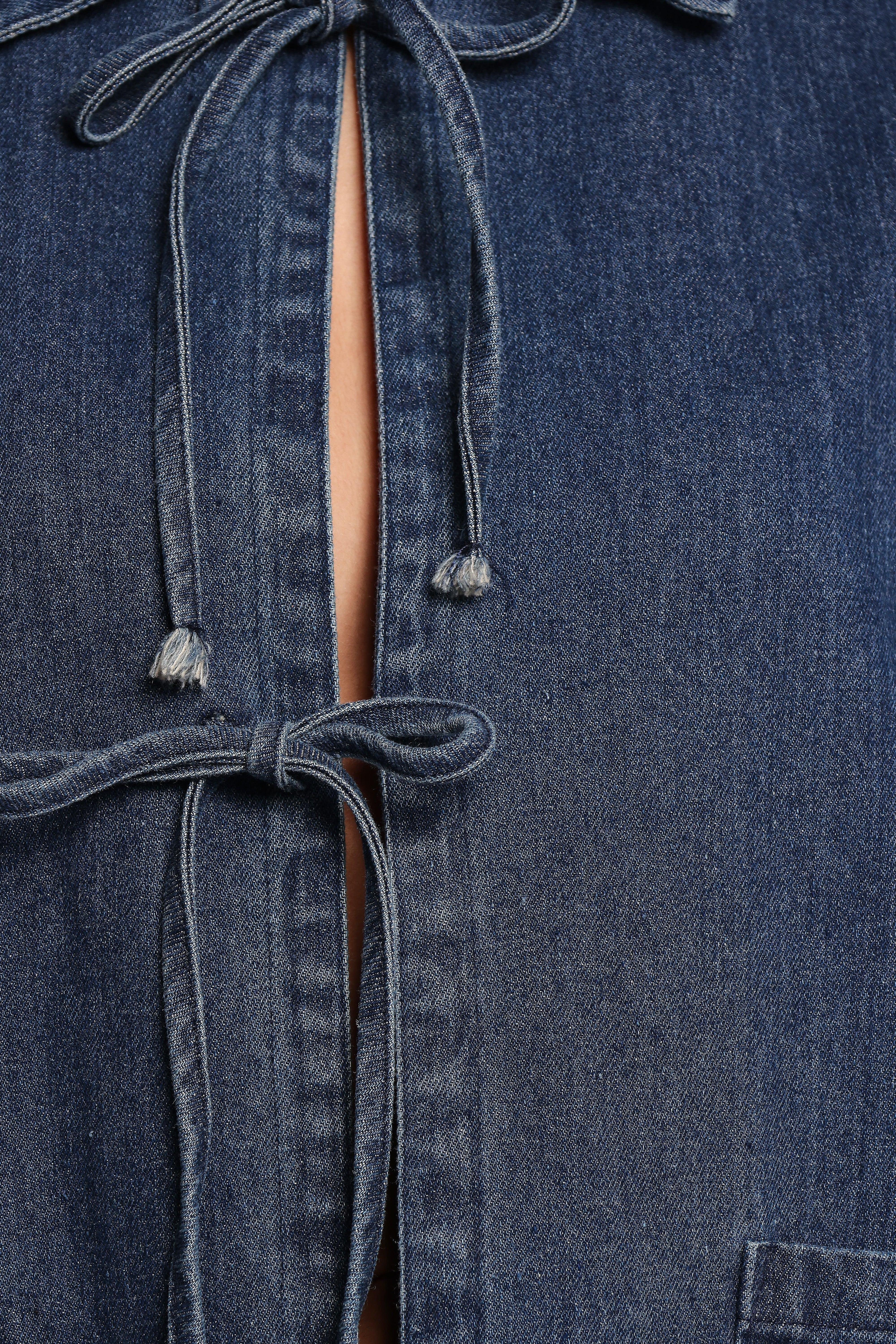 Avon Bow Front Denim Shacket Denim