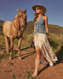 Rustic Solstice Halter Neck Front Tie Denim Vest Top
