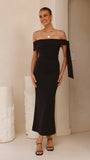 Halen Off Shoulder Midi Dress Black